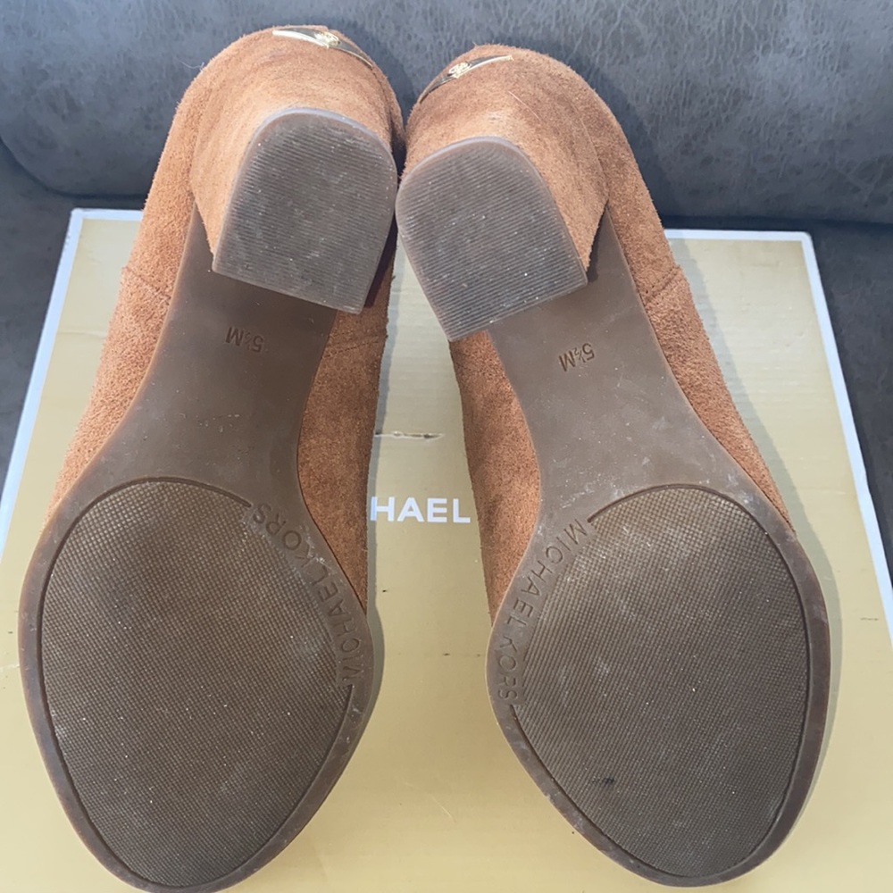 Light brown suede boots 3.5 inch heels - Picture 4 of 6
